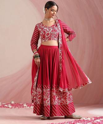 Floral Printed Gotta Patti Ready to Wear Lehenga & Choli With Dupatta 2
