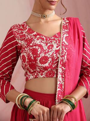 Floral Printed Gotta Patti Ready to Wear Lehenga & Choli With Dupatta 3