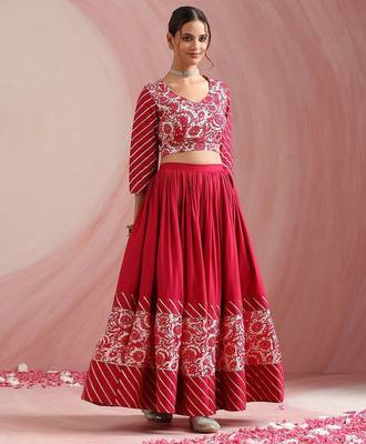 Floral Printed Gotta Patti Ready to Wear Lehenga & Choli With Dupatta 4