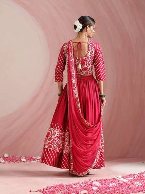 Floral Printed Gotta Patti Ready to Wear Lehenga & Choli With Dupatta 5