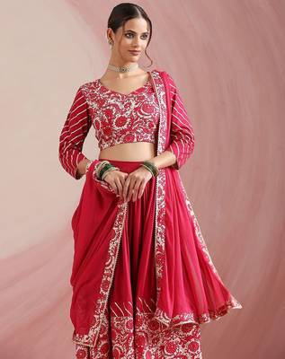 Floral Printed Gotta Patti Ready to Wear Lehenga & Choli With Dupatta 6