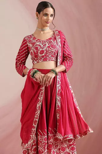 Floral Printed Gotta Patti Ready to Wear Lehenga & Choli With Dupatta