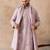 Mens lavender silk blend solid embroidered kurta with dupatta