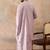 Mens lavender silk blend solid embroidered kurta with dupatta