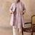 Mens lavender silk blend solid embroidered kurta with dupatta