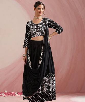 Floral Printed Gotta Patti Ready to Wear Lehenga & Choli With Dupatta 2