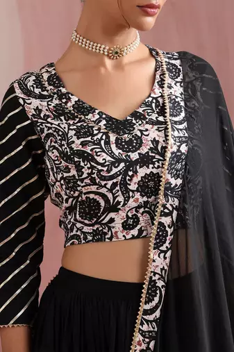 Floral Printed Gotta Patti Ready to Wear Lehenga & Choli With Dupatta
