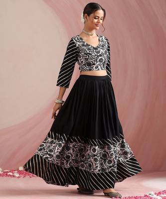 Floral Printed Gotta Patti Ready to Wear Lehenga & Choli With Dupatta 4