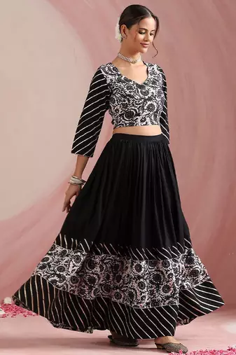 Floral Printed Gotta Patti Ready to Wear Lehenga & Choli With Dupatta