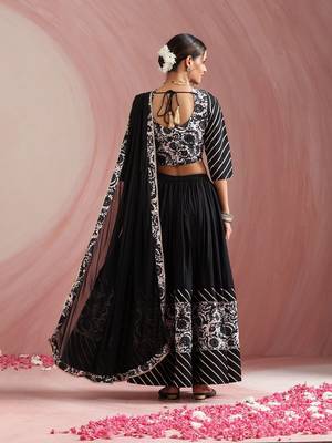 Floral Printed Gotta Patti Ready to Wear Lehenga & Choli With Dupatta 5