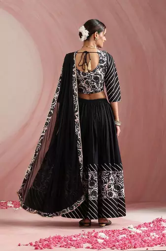 Floral Printed Gotta Patti Ready to Wear Lehenga & Choli With Dupatta