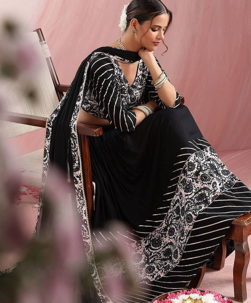 Floral Printed Gotta Patti Ready to Wear Lehenga & Choli With Dupatta