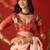 Cream silk cotton bandhni saree with unstitched blouse piece.