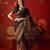 Black chiffon printed saree with unstitched blouse piece.