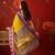 Mehndi silk cotton printed saree with unstitched blouse piece.