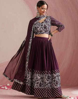 Floral Printed Gotta Patti Ready to Wear Lehenga & Choli With Dupatta 1