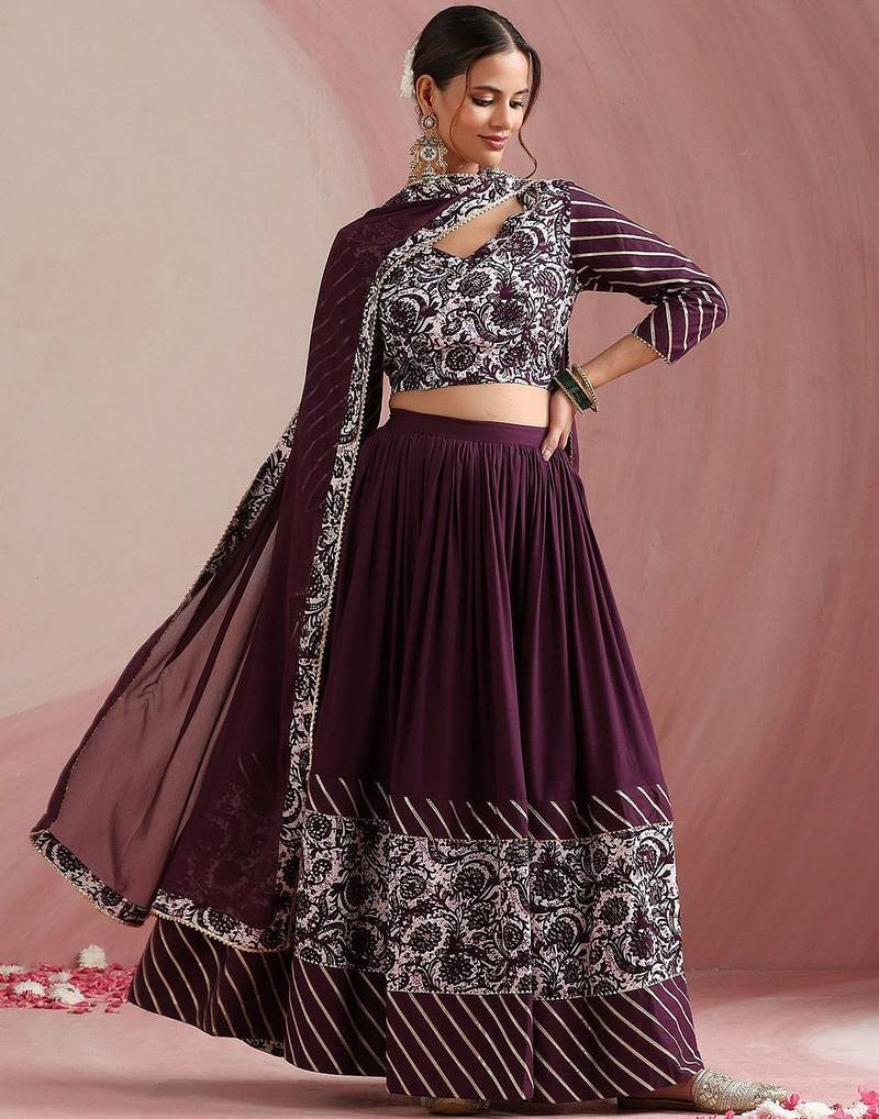 Floral Printed Gotta Patti Ready to Wear Lehenga & Choli With Dupatta