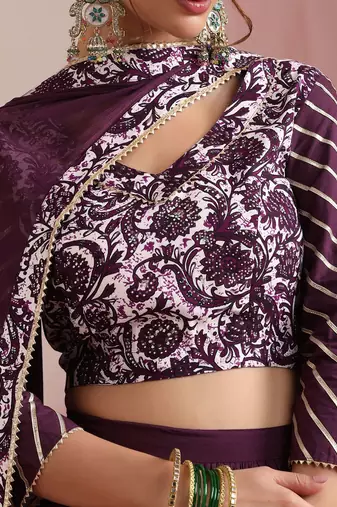 Floral Printed Gotta Patti Ready to Wear Lehenga & Choli With Dupatta