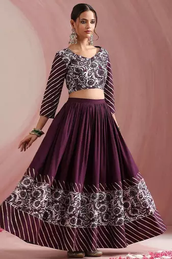 Floral Printed Gotta Patti Ready to Wear Lehenga & Choli With Dupatta
