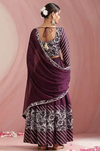 Floral Printed Gotta Patti Ready to Wear Lehenga & Choli With Dupatta