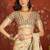 Cream silk cotton printed saree with unstitched blouse piece.