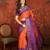 Orange silk cotton printed saree with unstitched blouse piece.