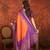 Orange silk cotton printed saree with unstitched blouse piece.
