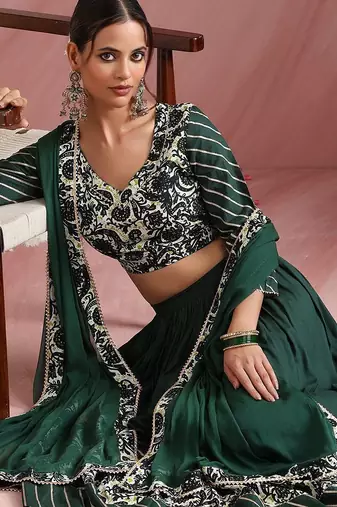 Embroidered Sequinned Ready To Wear Lehenga & Blouse With Dupatta