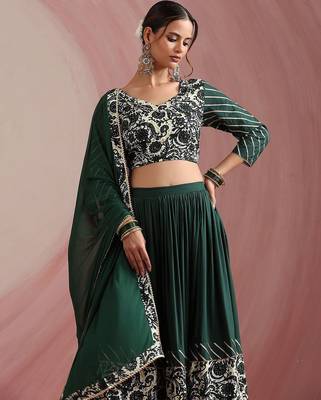 Embroidered Sequinned Ready To Wear Lehenga & Blouse With Dupatta 6