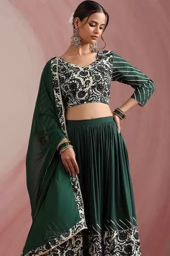 Embroidered Sequinned Ready To Wear Lehenga & Blouse With Dupatta