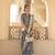 Grey silk blend foil print saree