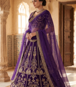 Royal Purple Heavy Embroidered Lehenga Choli with Gold Work & Faux Georgette Dupatta