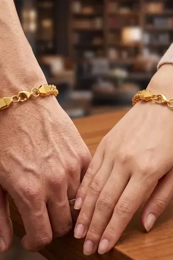 Brass 24kt micron gold thick heavy unisex bracelet