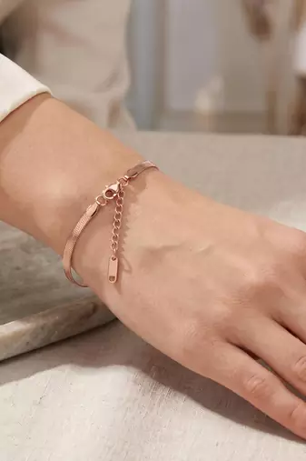 Pure copper thin sleek snake chain women bracelet