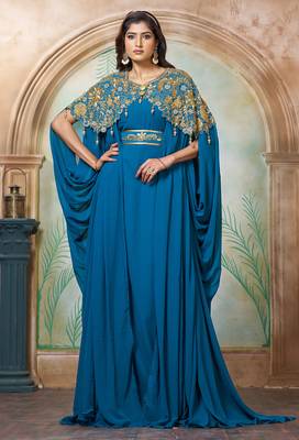 Sea green party wedding kaftan dress 1