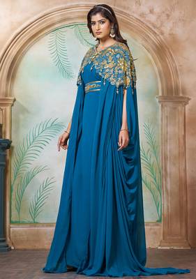 Sea green party wedding kaftan dress 2