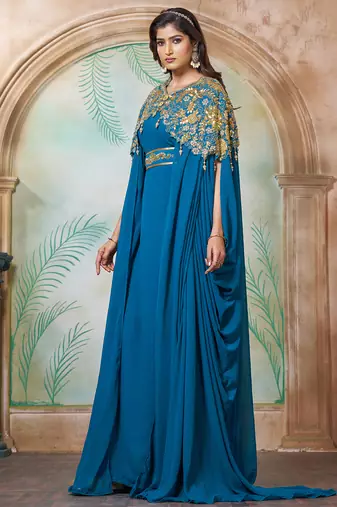 Sea green party wedding kaftan dress