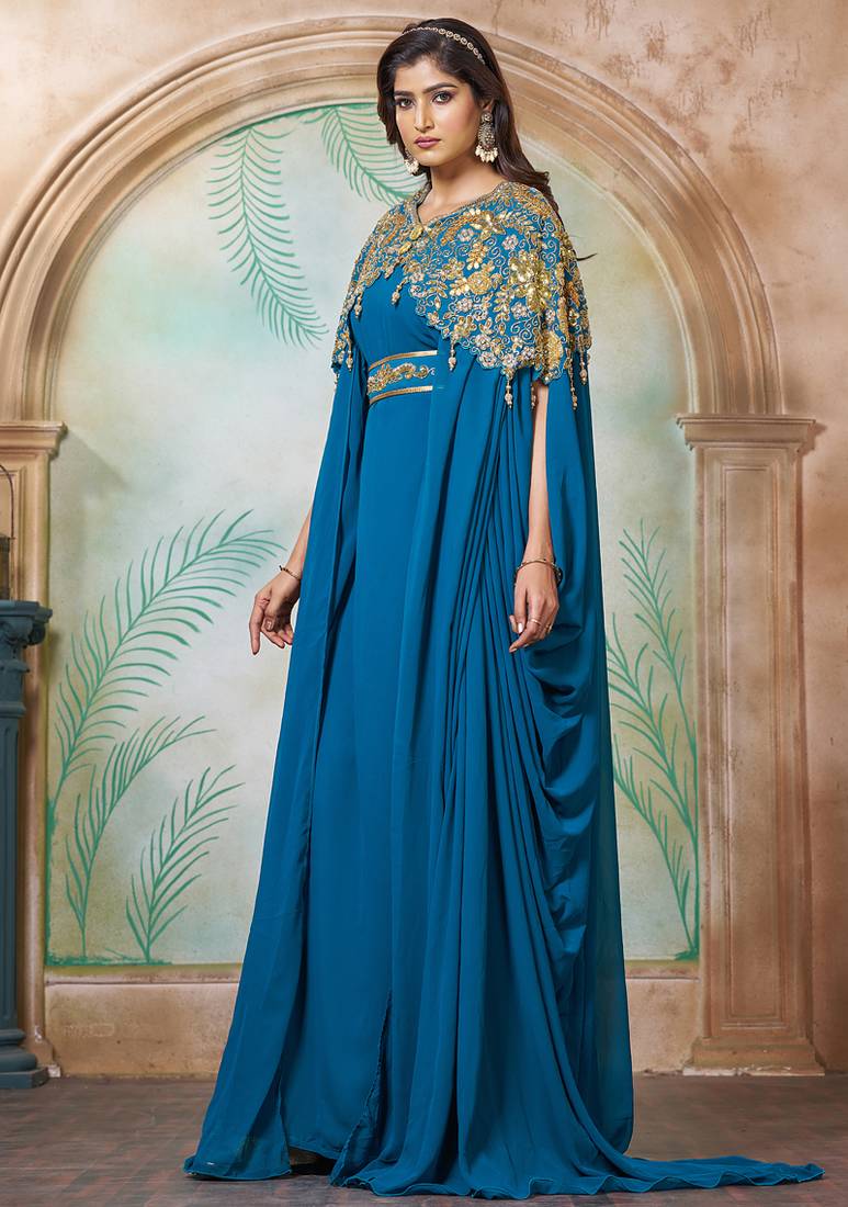 Sea green party wedding kaftan dress