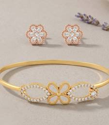 Brass moissanite kada earring set for women free-size