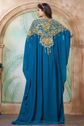 Sea green party wedding kaftan dress