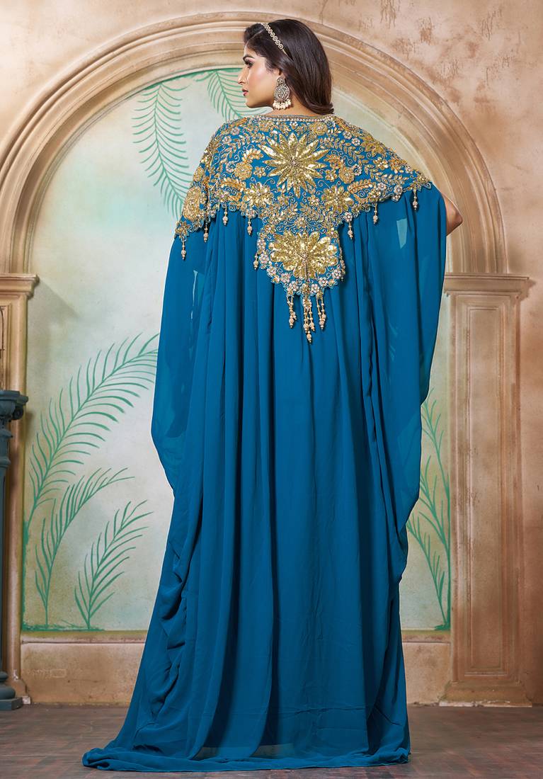 Sea green party wedding kaftan dress