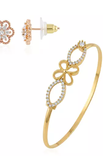 Brass moissanite kada earring set for women free-size