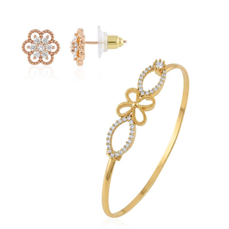 Brass moissanite kada earring set for women free-size