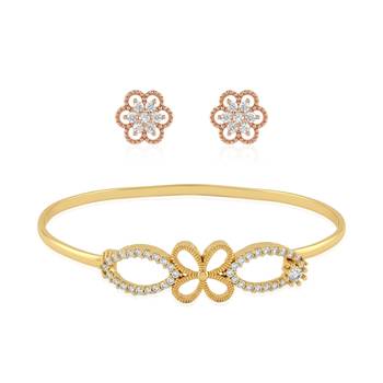 Brass moissanite kada earring set for women free-size 3
