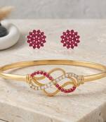 Brass moissanite and natural ruby kada earring set for women free-size