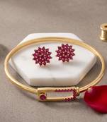 Brass natural ruby kada earring set for women free-size