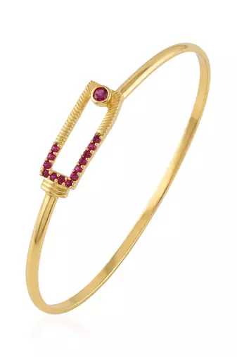 Brass natural ruby kada earring set for women free-size