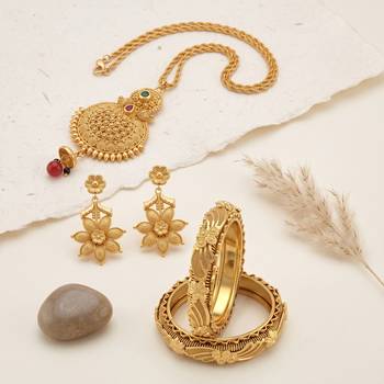 Brass gold pendant kada set for women (pack of 4 items) 1