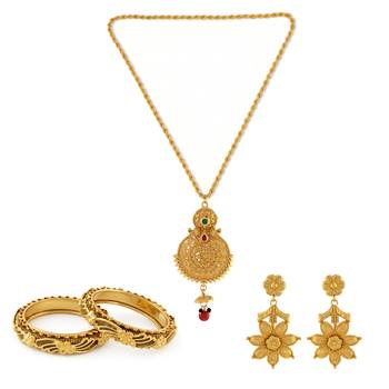 Brass gold pendant kada set for women (pack of 4 items) 2