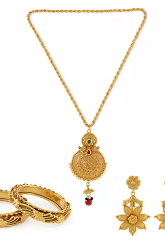 Brass gold pendant kada set for women (pack of 4 items)